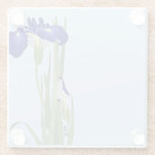 Blauwe IRIES van Ohara Koson Glazen Onderzetter (Achterkant)