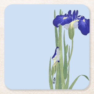 Blauwe IRIES van Ohara Koson Kartonnen Onderzetters