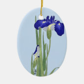 Blauwe IRIES van Ohara Koson Keramisch Ornament (Voorkant)