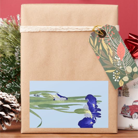 Blauwe IRIES van Ohara Koson Rechthoekige Sticker (Feestdagen)