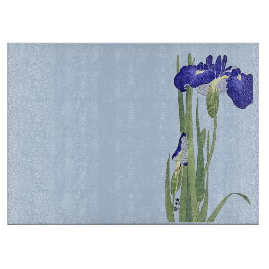 Blauwe IRIES van Ohara Koson Snijplank (Voorkant)