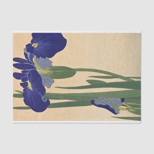 Blauwe IRIES van Ohara Koson Tissuepapier (Voorkant)