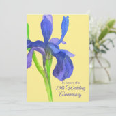 Blauwe Iris 25e huwelijksjubileumfeest Kaart (Staand voorkant)