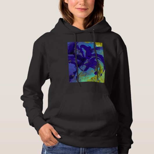 Blauwe Iris Abstract Hoodie (Voorkant)