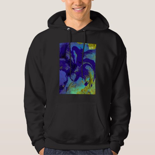 Blauwe Iris Abstract Hoodie (Voorkant)