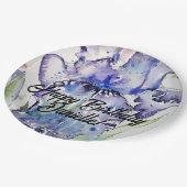 Blauwe Iris aquarel Gelukkige Verjaardagsballon Papieren Bordje (Gekanteld)