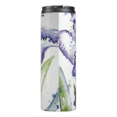 Blauwe Iris Art florale Waterverf Bloemwormen Thermosbeker (Achterkant)