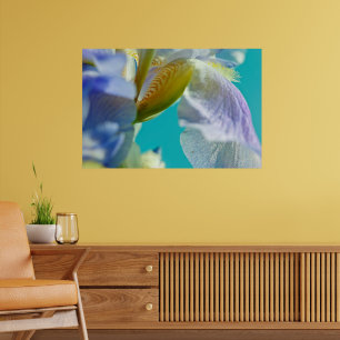Blauwe iris, blauwe hemelcanvasafdruk poster