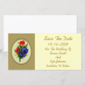 Blauwe Iris Bloem Boeket Trouwen Save The Date (Voorkant / Achterkant)