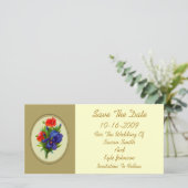 Blauwe Iris Bloem Boeket Trouwen Save The Date (Staand voorkant)