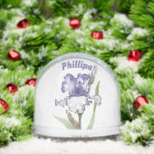 Blauwe Iris Bloem Botanische Kunst Gepersonaliseer Sneeuwbol (Kerstmis)