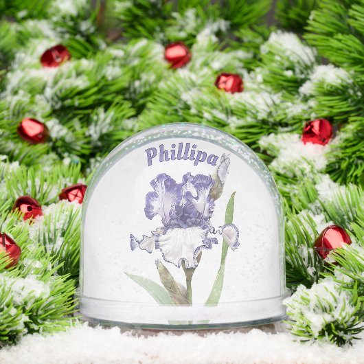 Blauwe Iris Bloem Botanische Kunst Gepersonaliseer Sneeuwbol (Kerstmis)