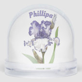 Blauwe Iris Bloem Botanische Kunst Gepersonaliseer Sneeuwbol (Achterkant)