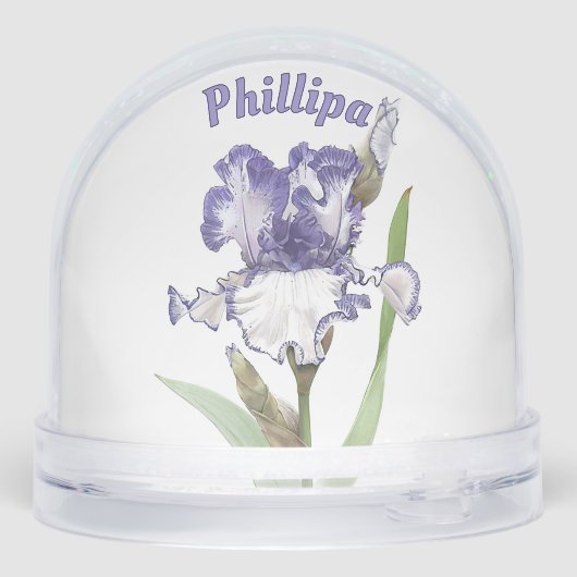 Blauwe Iris Bloem Botanische Kunst Gepersonaliseer Sneeuwbol (Achterkant)