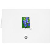 Blauwe iris bloem diner tafel nummerkaart. (Achterkant Horizontaal)