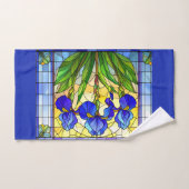 Blauwe Iris Bloem Glas-in-Lood Handdoeken Set (Handdoek)