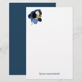 Blauwe iris bloem kust Japandi briefpapier