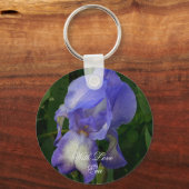 Blauwe Iris Bloem Macro Kunst: Acryl Sleutelhanger (Voorkant)