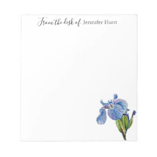 Blauwe Iris bloem waterverf Notitieblok