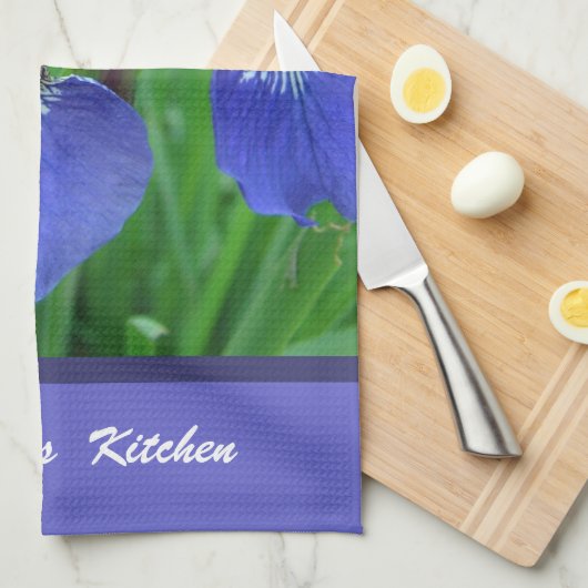 blauwe iris bloemen aangepast keukentoren personal theedoek (Quarter Fold)