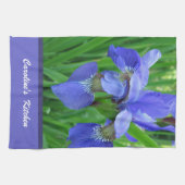 blauwe iris bloemen aangepast keukentoren personal theedoek (Horizontaal)