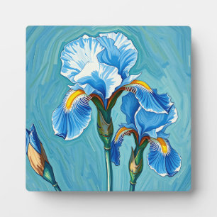 Blauwe Iris Bloemen Artistiek Patroon Fotoplaat