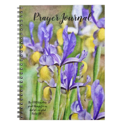 Blauwe Iris Bloemen Bijbelvers Gebedsdagboek Notitieboek (Voorkant)