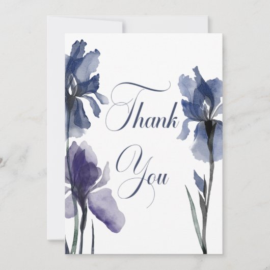 Blauwe Iris Bloemen Bruiloft Bedankkaart (Voorkant)