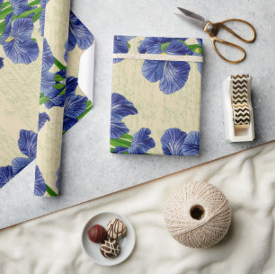 Blauwe Iris bloemen  ephemerpatroon Cadeaupapier