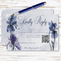 Blauwe Iris Bloemen Moderne Blauwe Huwelijk QR Cod
