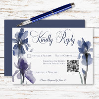 Blauwe Iris Bloemen Moderne Huwelijk QR Code