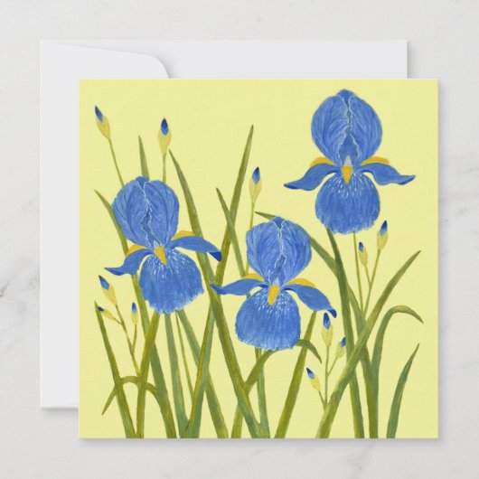 Blauwe Iris Bloemen Plat Kaart (Voorkant)
