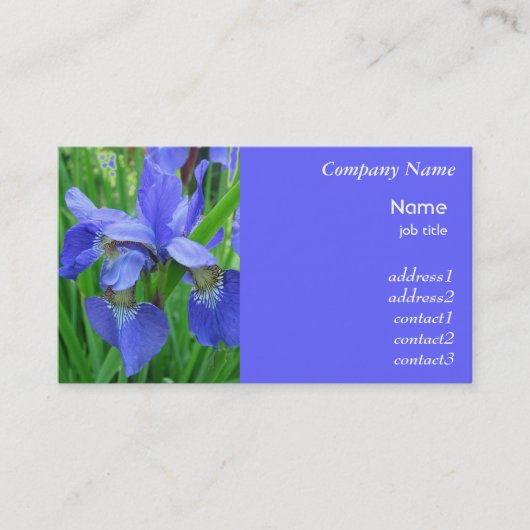 blauwe iris bloemen visitekaartje (Voorkant)