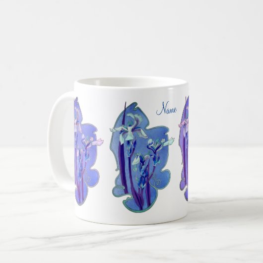 Blauwe Iris Bloemstuk Persoonlijk Koffiemok (Voorkant links)