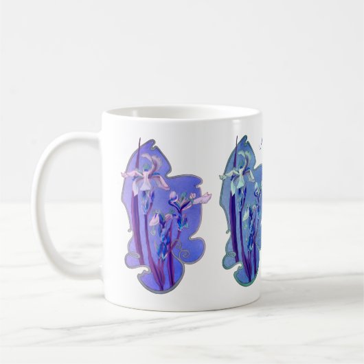 Blauwe Iris Bloemstuk Persoonlijk Koffiemok (Links)