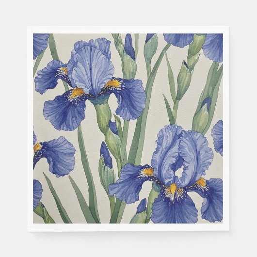 Blauwe Iris Bloesems Servet (Voorkant)