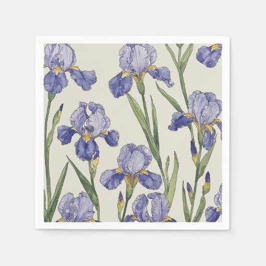 Blauwe Iris Bloesems Servet (Voorkant)