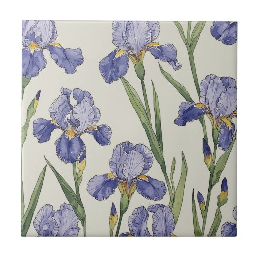 Blauwe Iris Bloesems Tegeltje (Voorkant)
