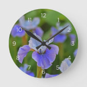 Blauwe Iris Botanische Bloem Wandklok (Voorkant)