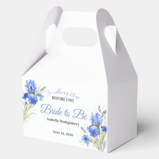 Blauwe Iris Bruid die gaat trouwen Something Blue Bedankdoosjes (Voorkant)