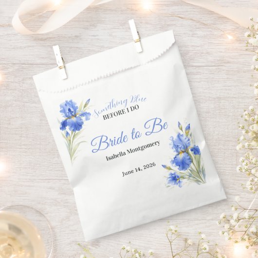 Blauwe Iris Bruid Wordt Bruiloft Trouwerij Bedankzakje (Geknipt)