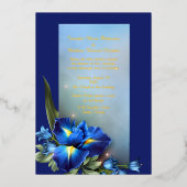 Blauwe Iris Bruiloft Folie Uitnodiging (Voorkant)