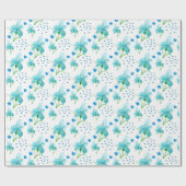 Blauwe iris en wilde bloemen Waterverf Cadeaupapier (Vlak)