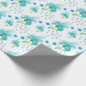 Blauwe iris en wilde bloemen Waterverf Cadeaupapier (Hoek)