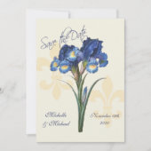 Blauwe Iris Fleur de Lis Save the Date (Voorkant)