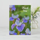 Blauwe Iris Flower Elegant Flat Bedankt Card (Staand voorkant)