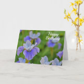 Blauwe Iris Flower Elegant Happy Birthday Kaart (Gele Bloem)