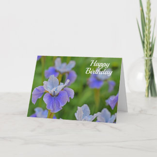 Blauwe Iris Flower Elegant Happy Birthday Kaart