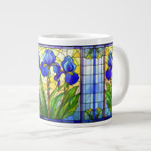 Blauwe Iris Glas-in-Lood Speciale Mok (Voorkant rechts)
