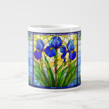 Blauwe Iris Glas-in-Lood Speciale Mok
